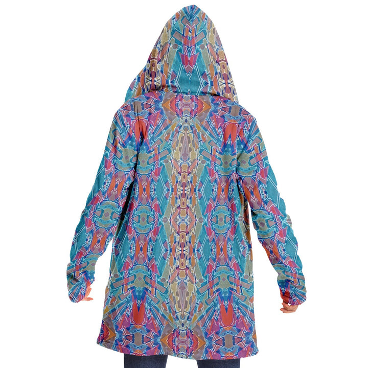 Electric Totem Cuddle Cloak | Unisex Minky Sherpa Lined Hooded Coat | Women and Mens Festival Coat | Mountain Fashion