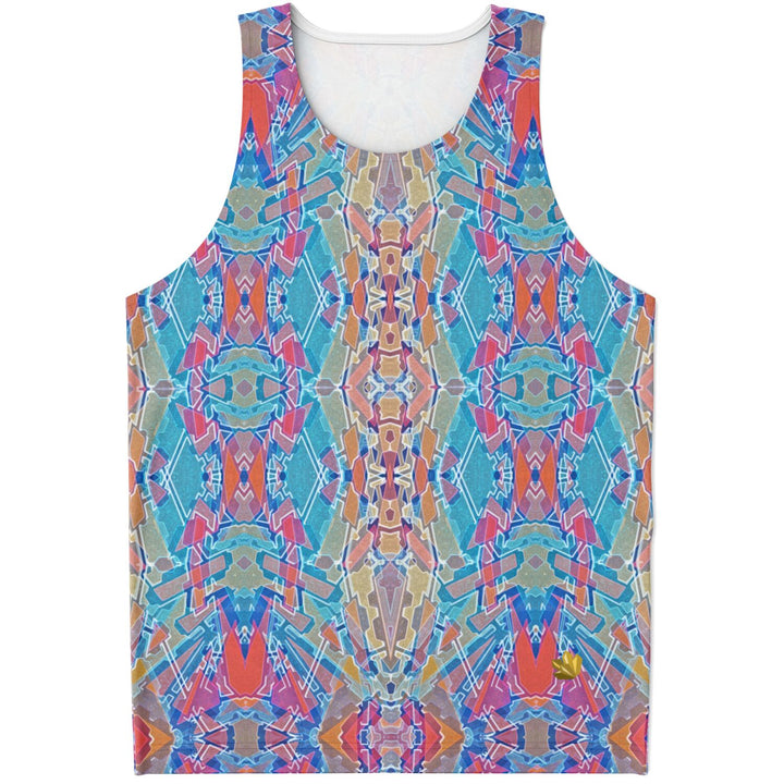 Electric Totem Tank Top – Geometric Festival Shirt with Bold Symmetry
