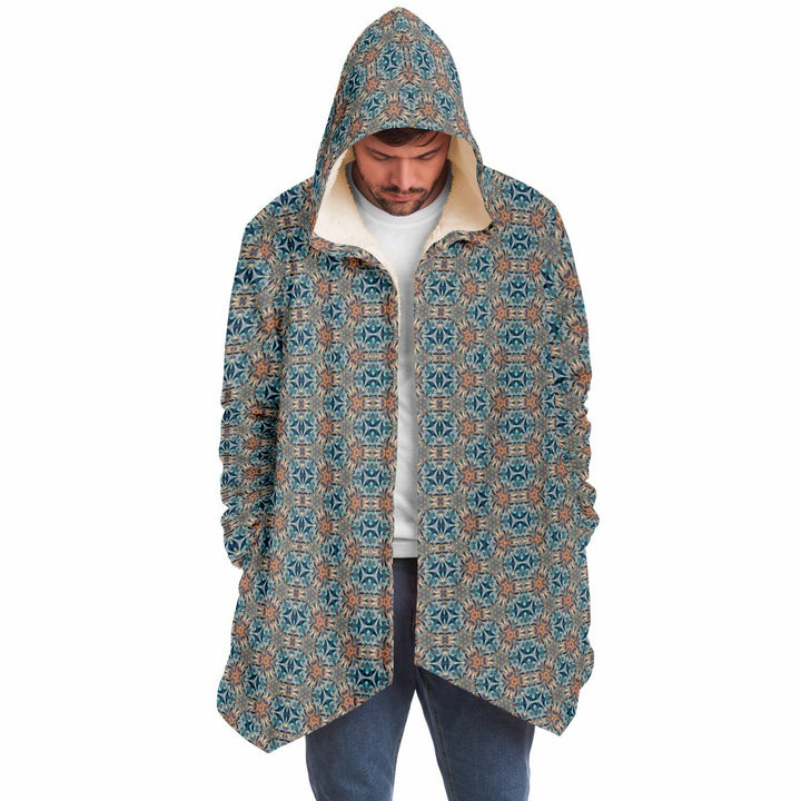 Mystic Mirror Cuddle Cloak |  Orang, Blue Face | Unisex Minky Sherpa Lined Hooded Coat | Women and Mens Festival Coat | Mountain Fashion