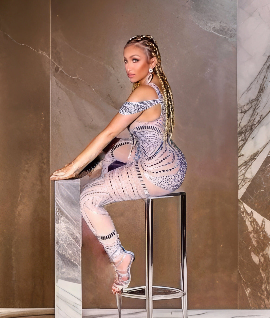 luxury rhinestone catsuit