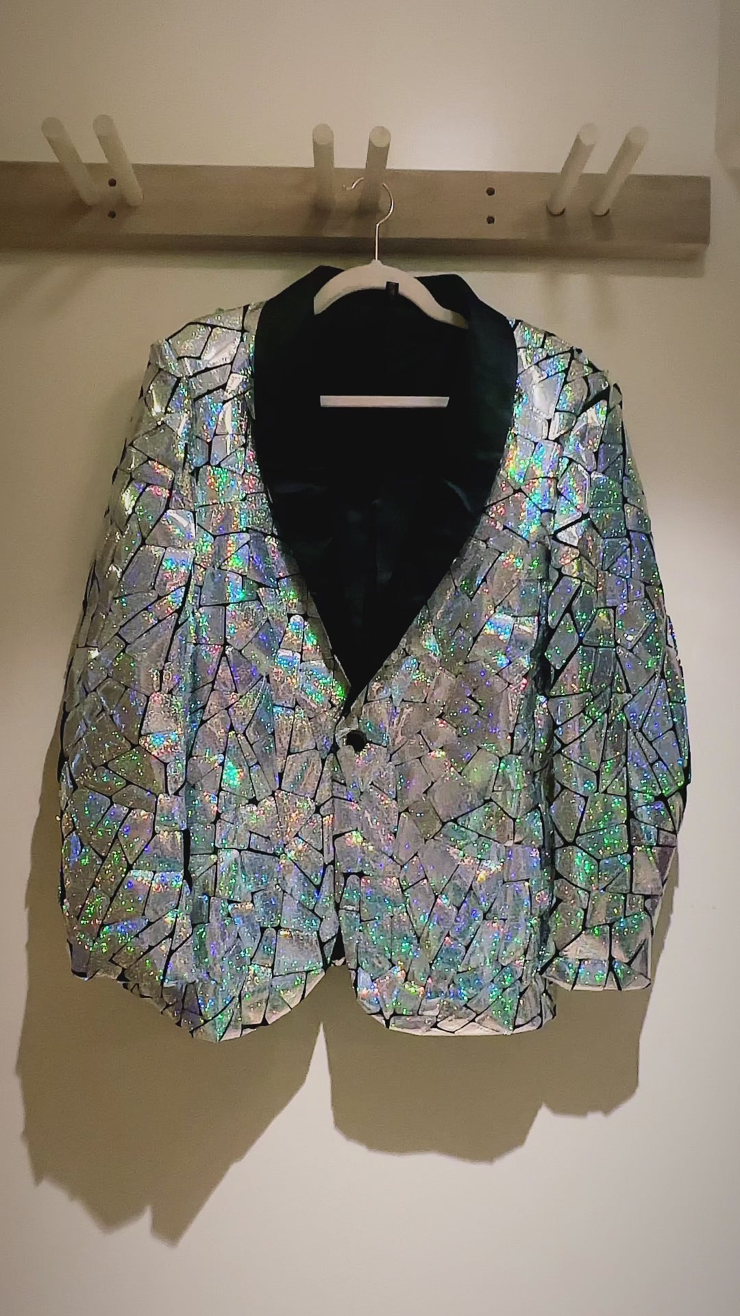 Disco Laser Blazer | Mens Silver holographic Sequin Jacket