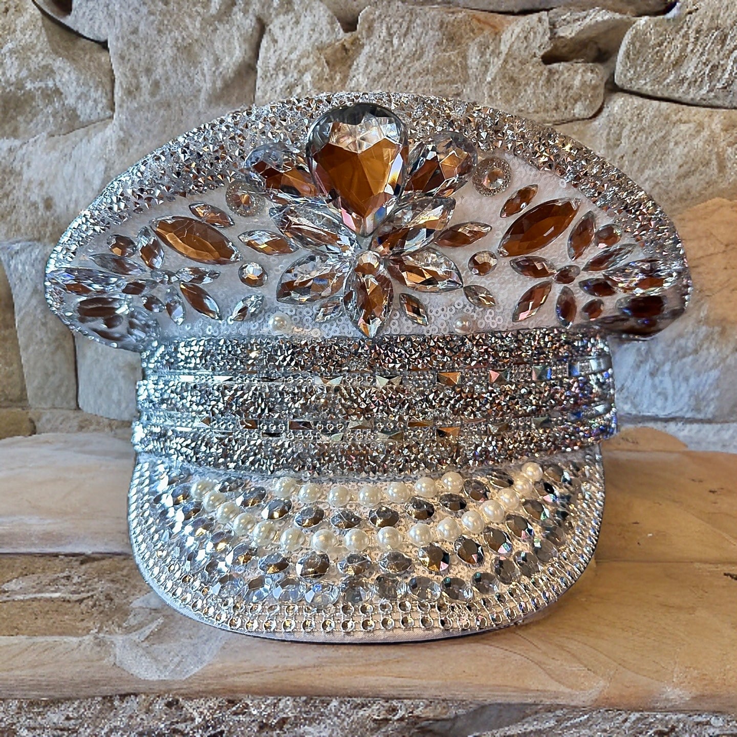 Silver Rhinestone Hat / Sequin Hat / Party Captain Hat / Festival Hat ...