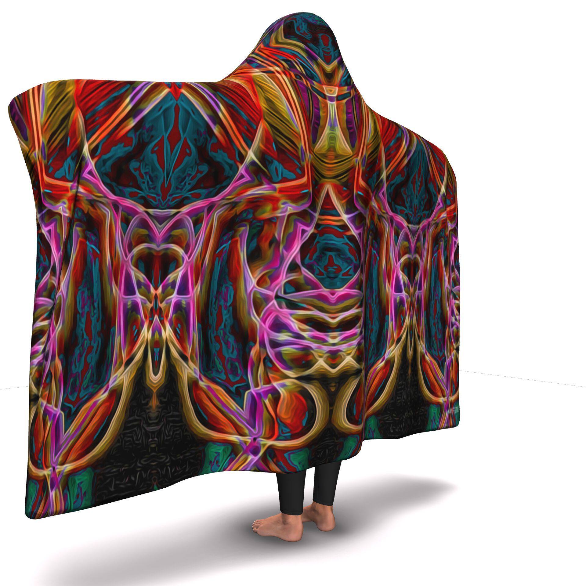 MIDNIGHT GAZE Premium HOODED BLANKET with Wrist Straps | Plush, Premium Sherpa | Kids, Adult - Manifestie