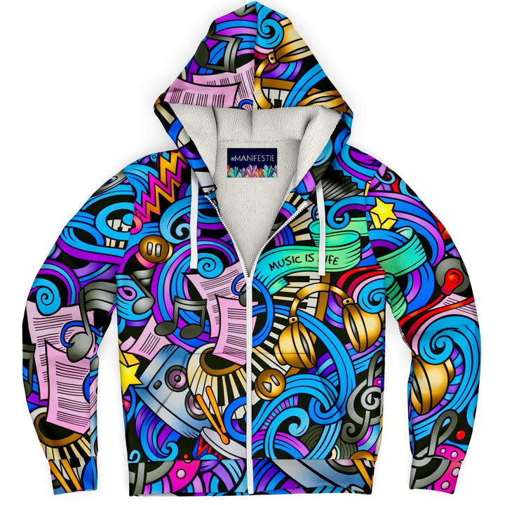 Music Is Life Premium Sherpa Lined Zip Hoodie - Manifestie