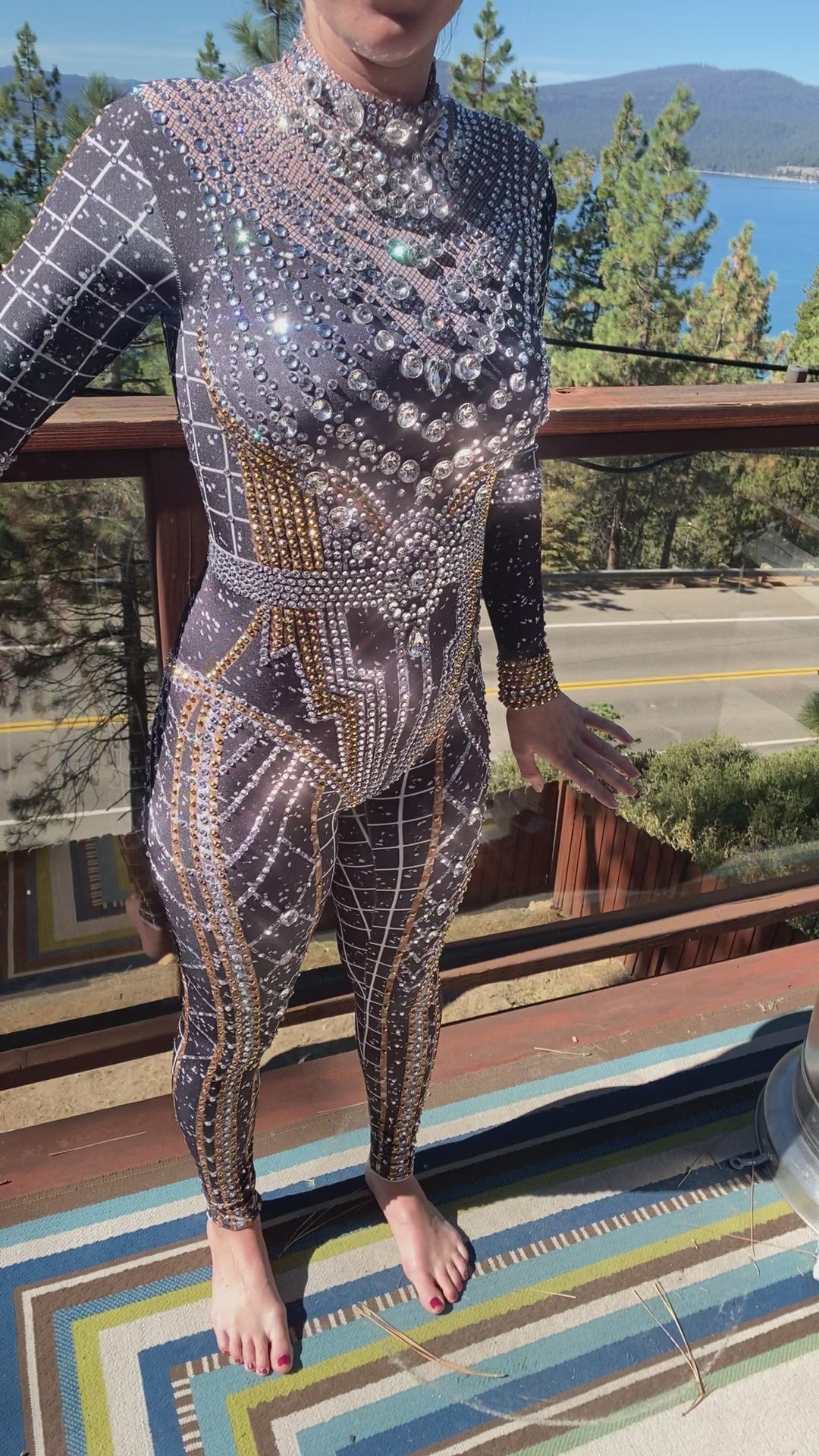 Pleiades Rhinestone Festival Outfit, Luxury Crystal Bodysuit, Wedding Catsuit, Rave Clothes Burning Man Outfit Disco Performer Dance Costume
