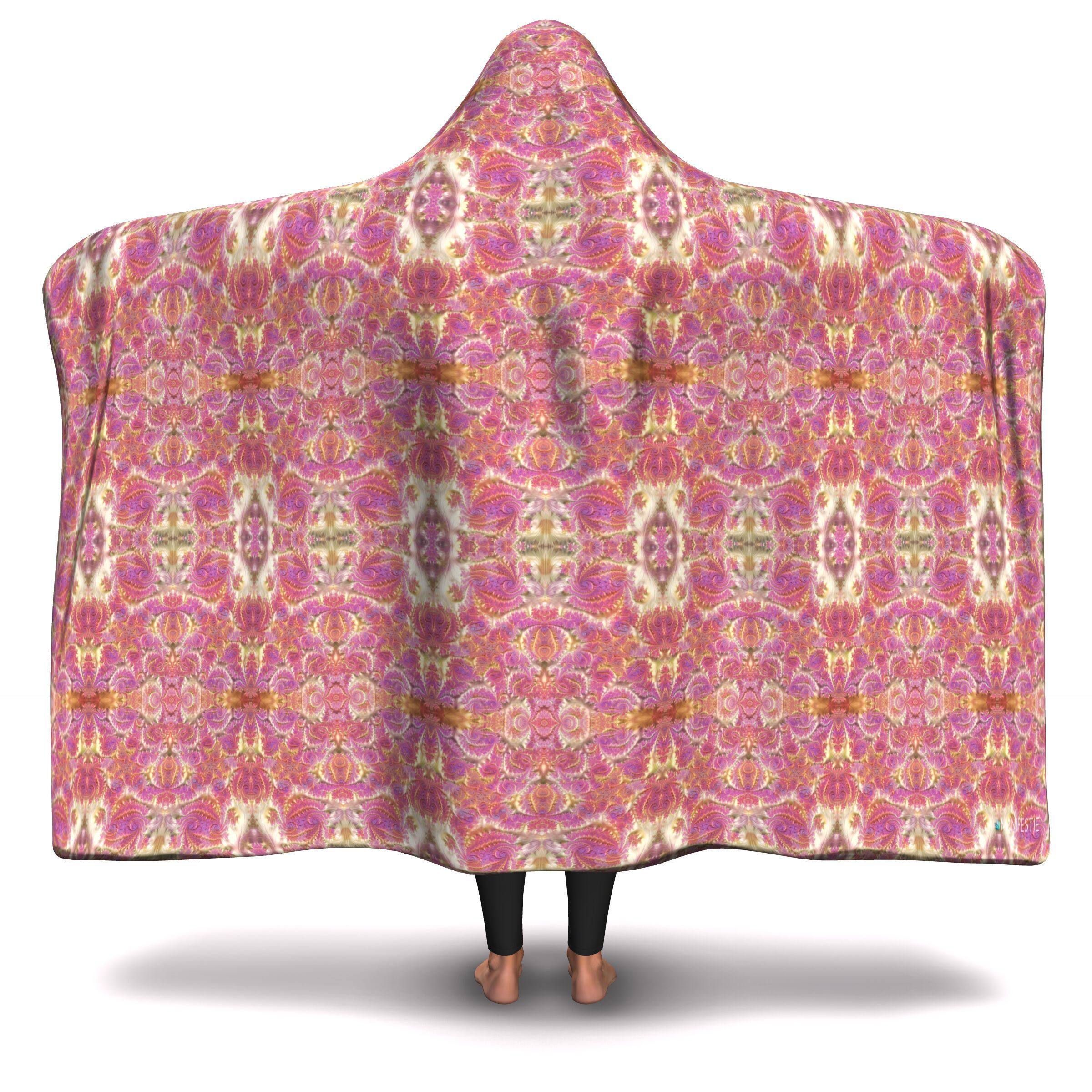 FRACTAL ROSE GOLD PREMIUM HOODED BLANKET WITH WRIST STRAPS | Plush, Premium Sherpa | Kids, Adult - Manifestie