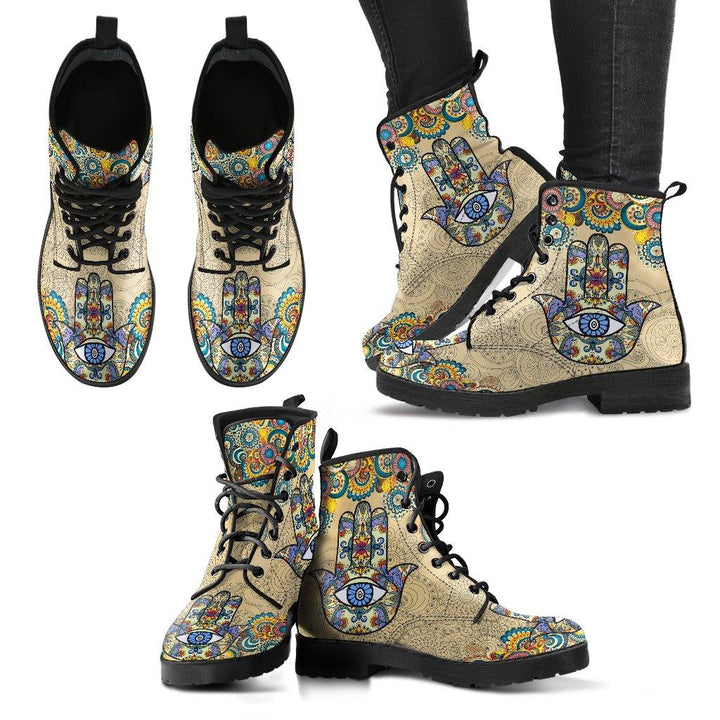 Desert Hamsa Vegan Leather Boots - Manifestie