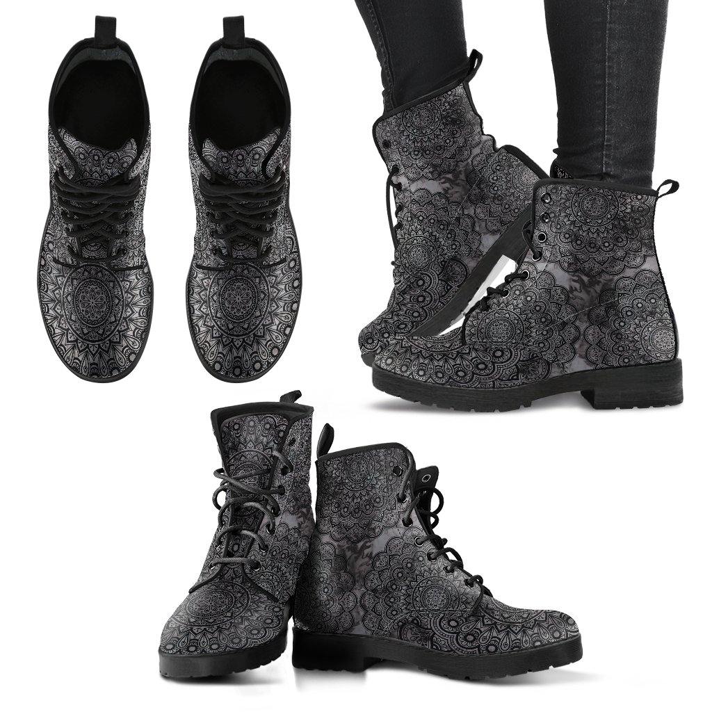 Black Mandala Vegan Leather Boots - Manifestie