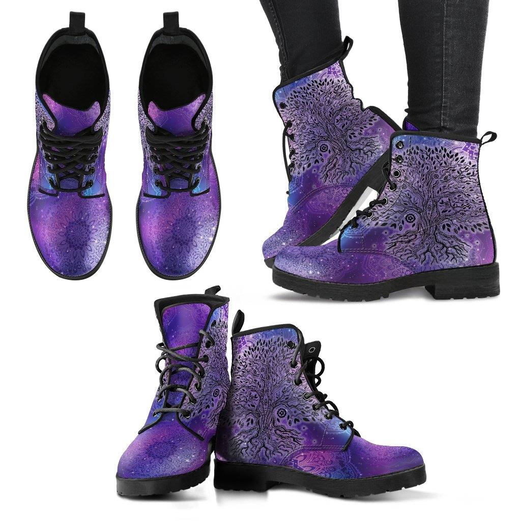 Purple Tree of Life Vegan Leather Boots - Manifestie