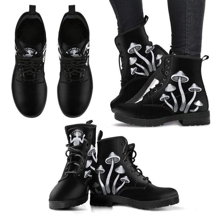 B&W Mushroom Vegan Leather Boots - Manifestie