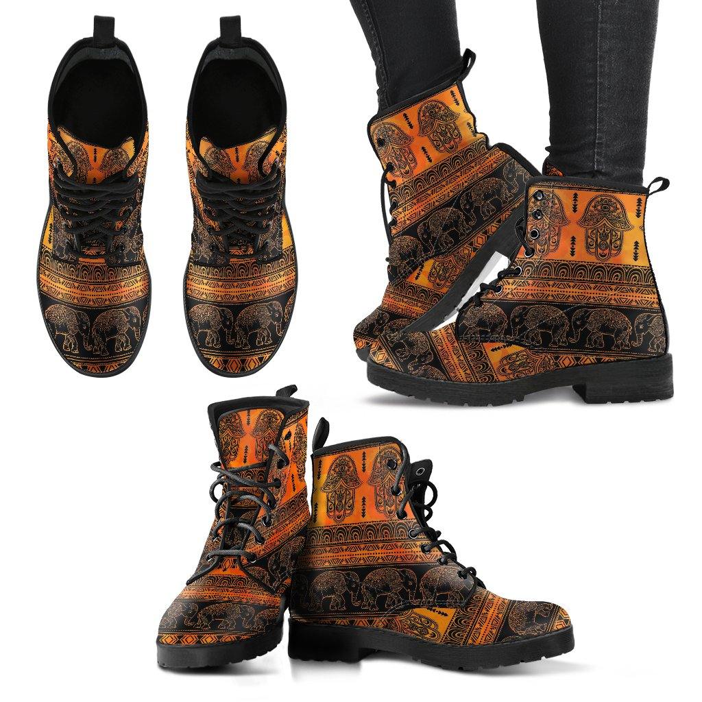 Elephant Hamsa Vegan Leather Boots - Manifestie