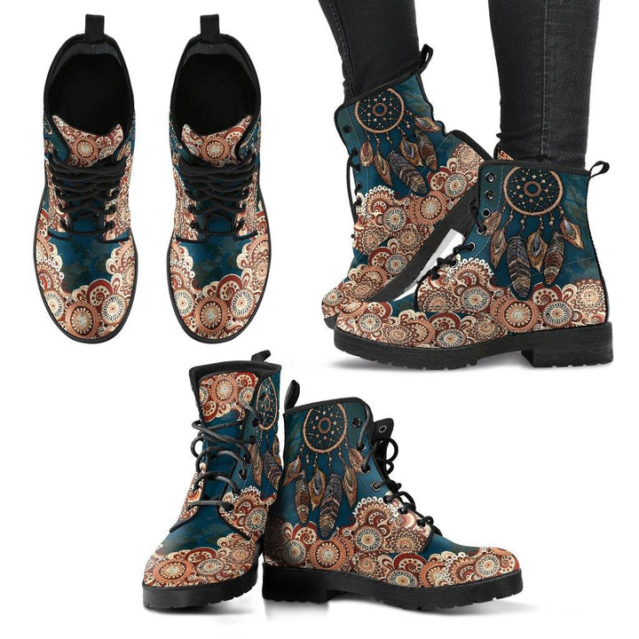 Dark Teal Dreamcatcher Vegan Leather Boots - Manifestie