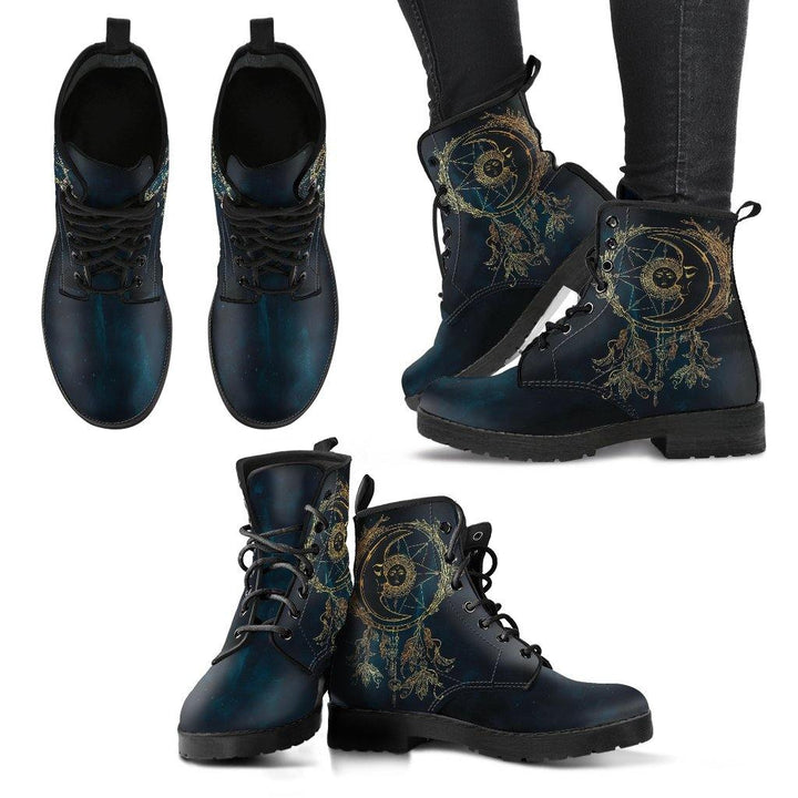 Deep Blue Moon Dreamcatcher Vegan Leather Boots - Manifestie