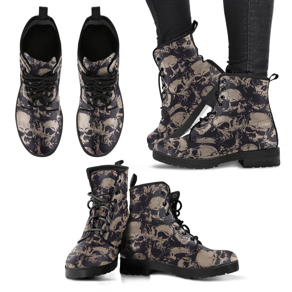 Dark Skulls Vegan Leather Boots - Manifestie