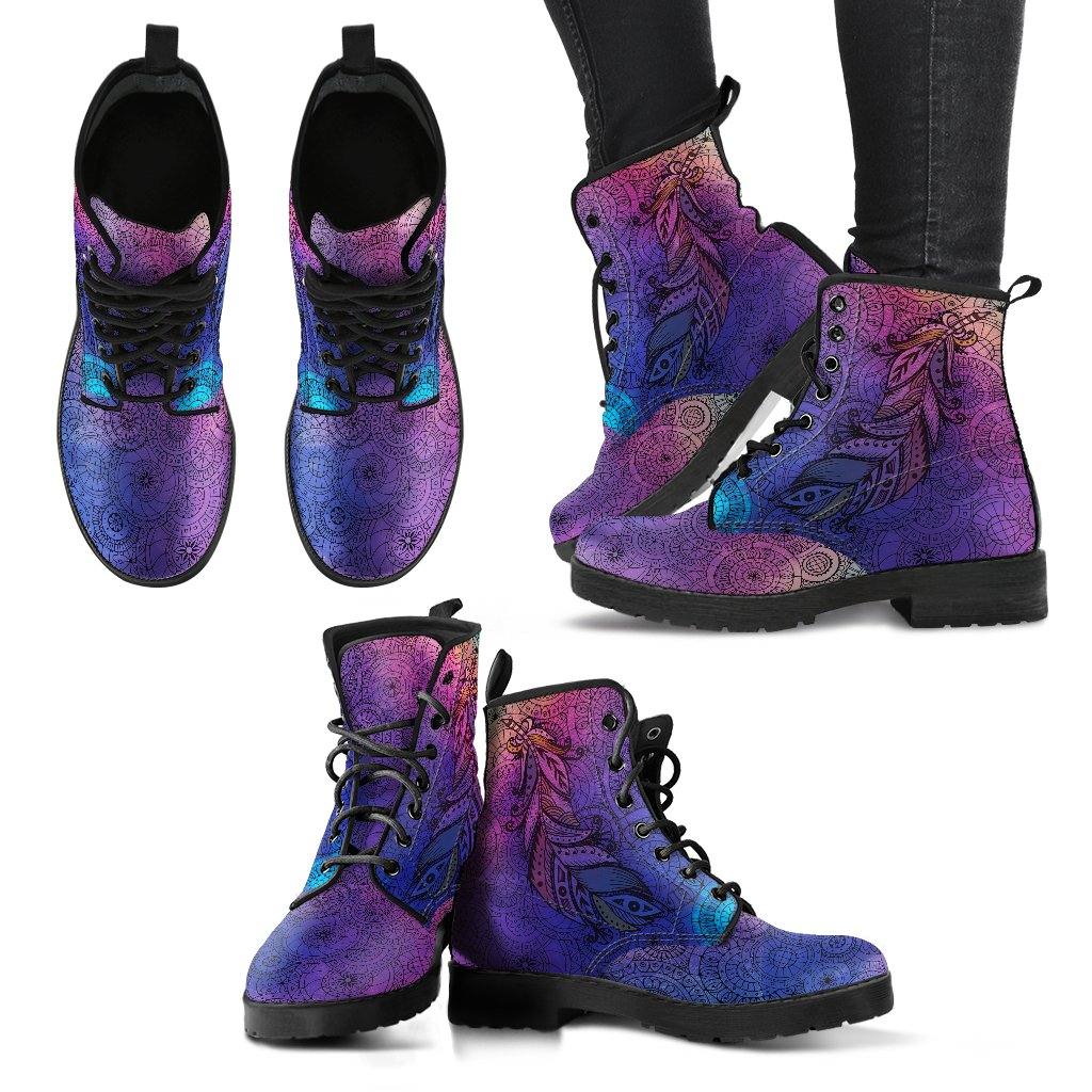 Purple Feather Vegan Leather Boots - Manifestie