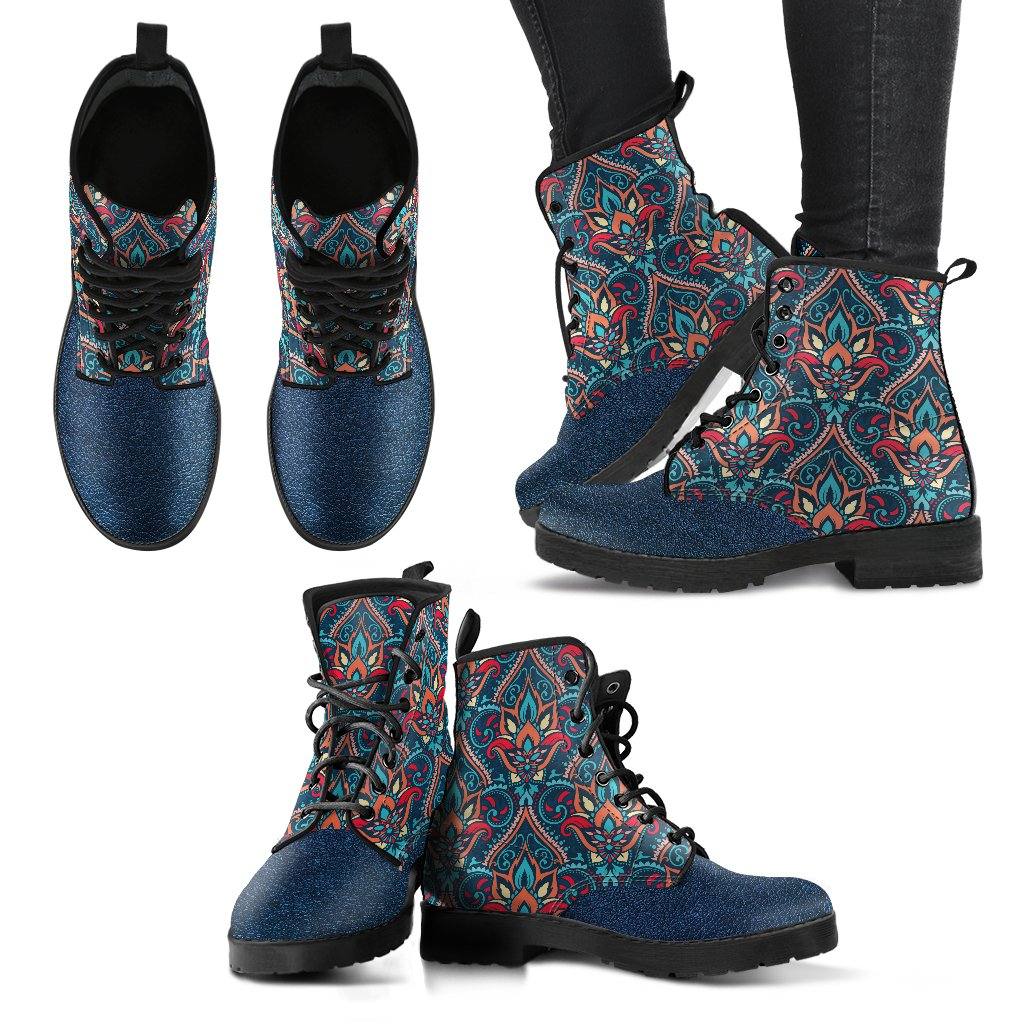 Blue Mandala Vegan Leather Boots - Manifestie