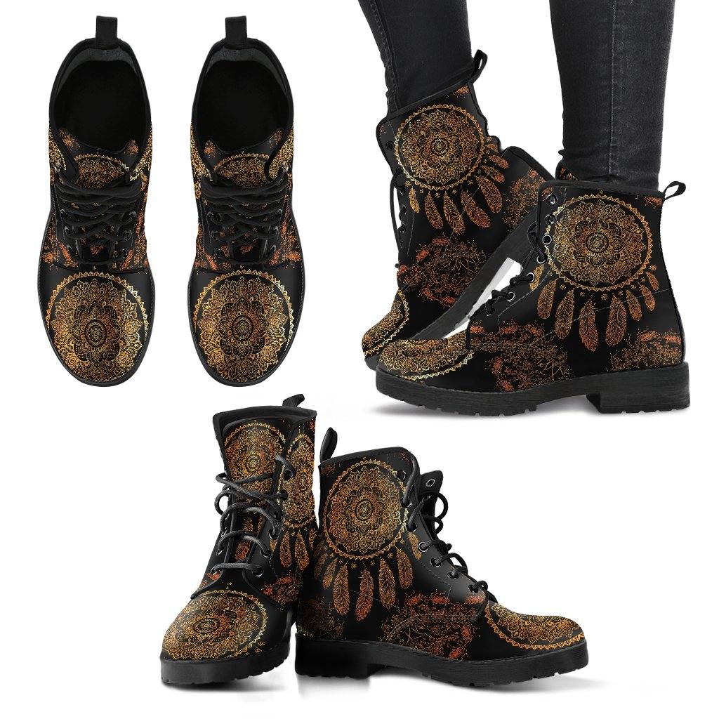 Gold Dreamcatcher Vegan Leather Boots - Manifestie