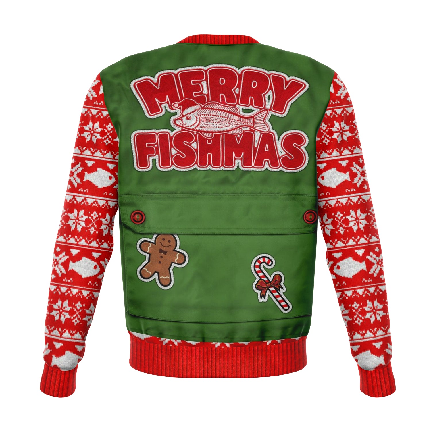 Merry Fishmas Vest Sweatshirt | Unisex Ugly Christmas Sweater, Xmas Sweater, Holiday Sweater, Festive Sweater, Funny Sweater, Funny Party Shirt