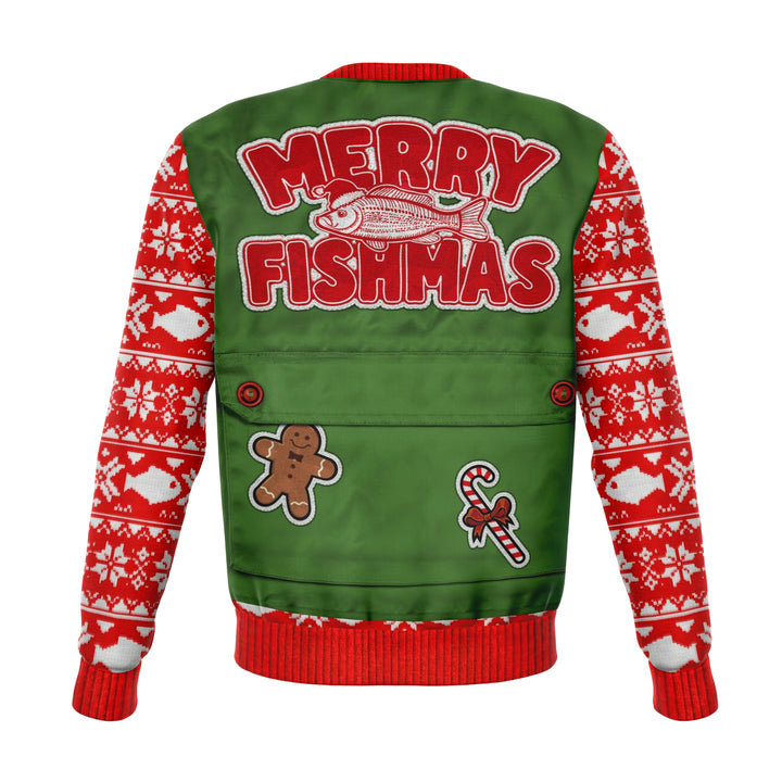 Merry Fishmas Vest Sweatshirt | Unisex Ugly Christmas Sweater, Xmas Sweater, Holiday Sweater, Festive Sweater, Funny Sweater, Funny Party Shirt