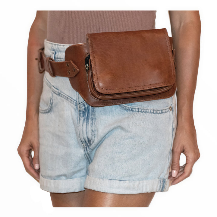 Leather Festival Belt | Brown, 3 pocket | Classic Style