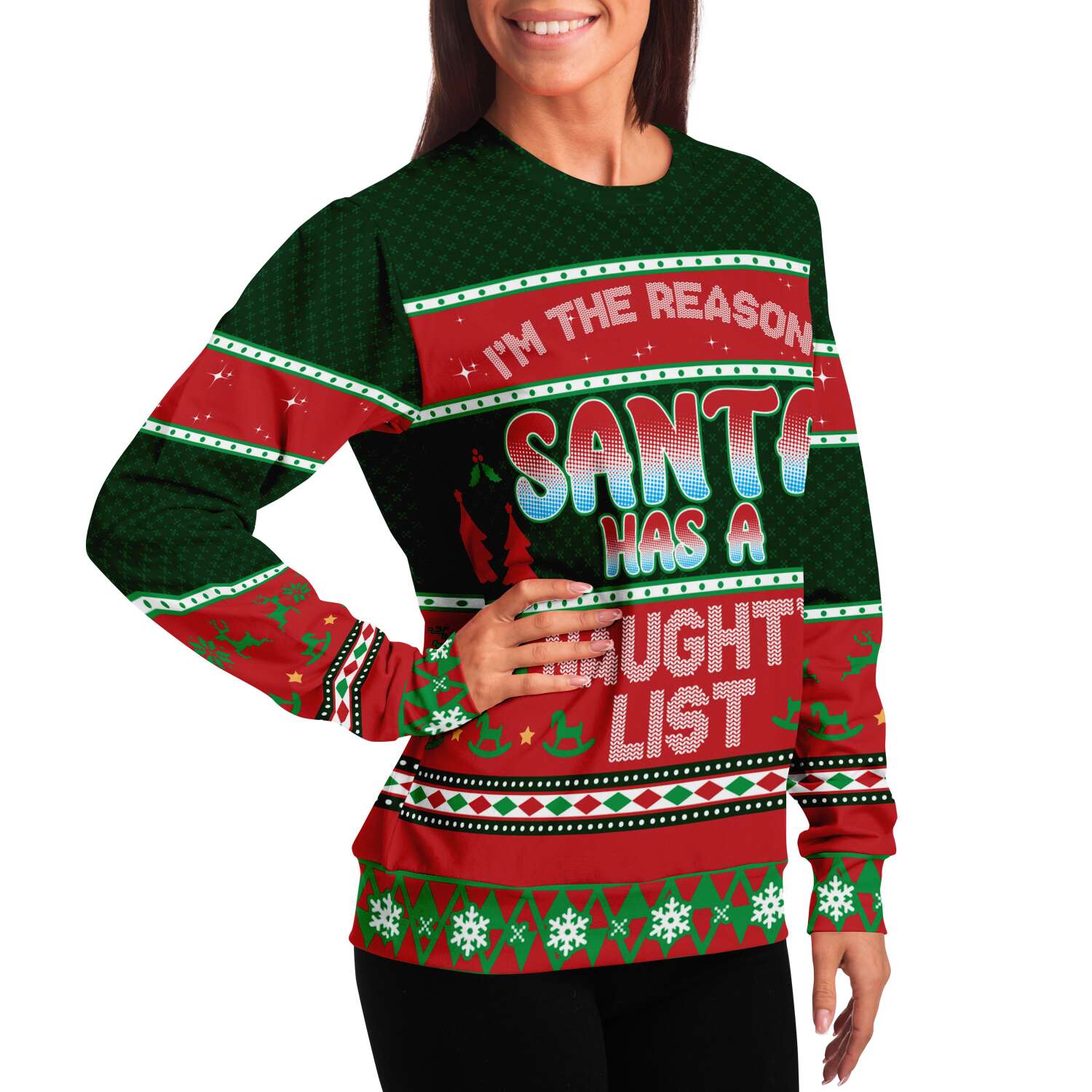 Naughty List Sweatshirt | Unisex Ugly Christmas Sweater, Xmas Sweater, Holiday Sweater, Festive Sweater, Funny Sweater, Funny Party Shirt