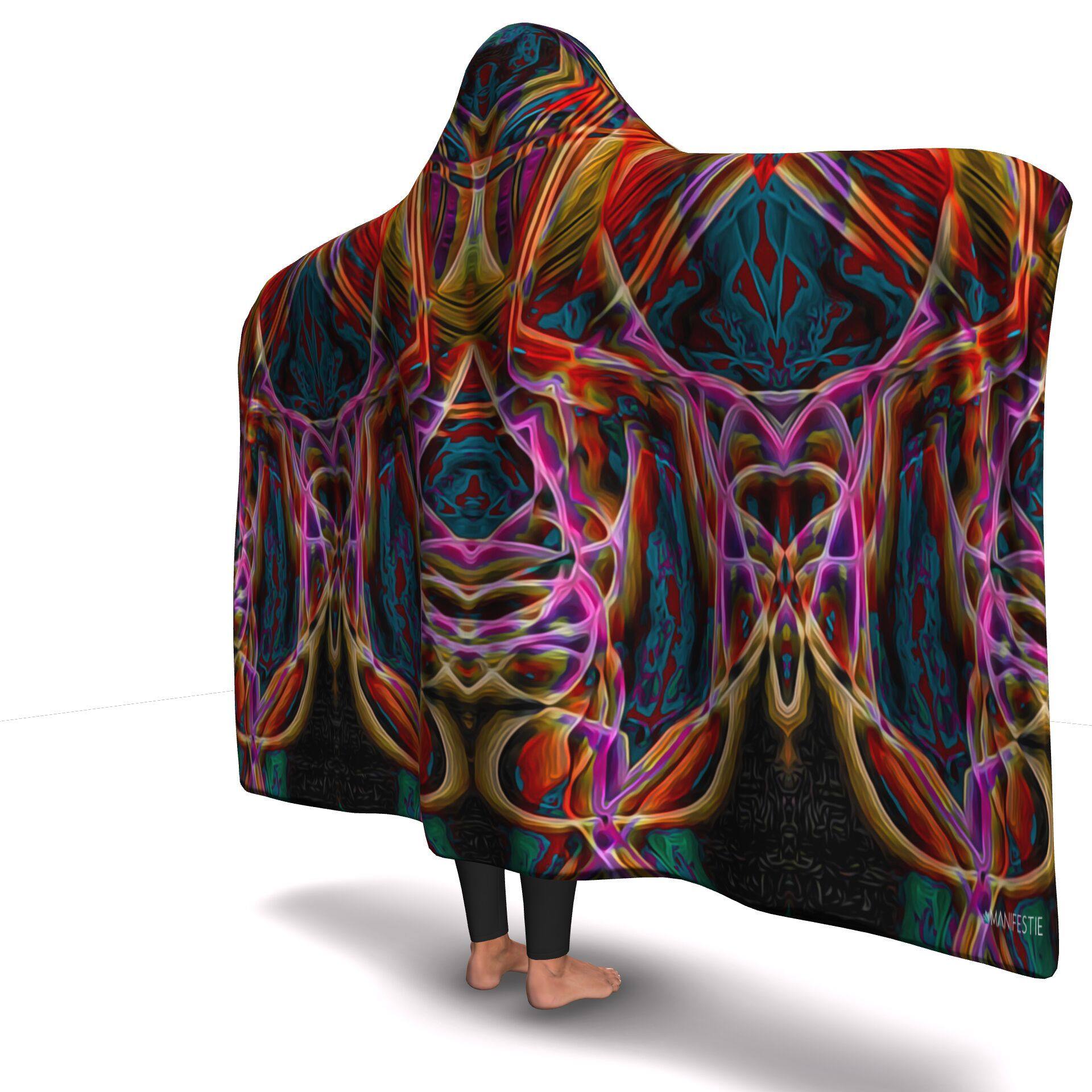 MIDNIGHT GAZE Premium HOODED BLANKET with Wrist Straps | Plush, Premium Sherpa | Kids, Adult - Manifestie