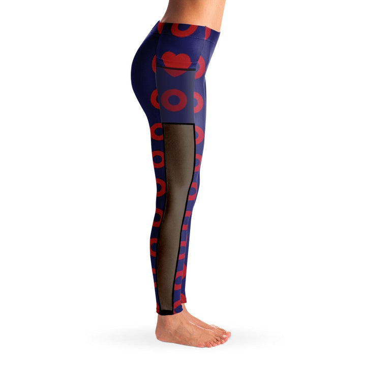 Fishman Donuts and Heart Premium Mesh Pocket Yoga Leggings | Phish Band | Black Trim - Manifestie