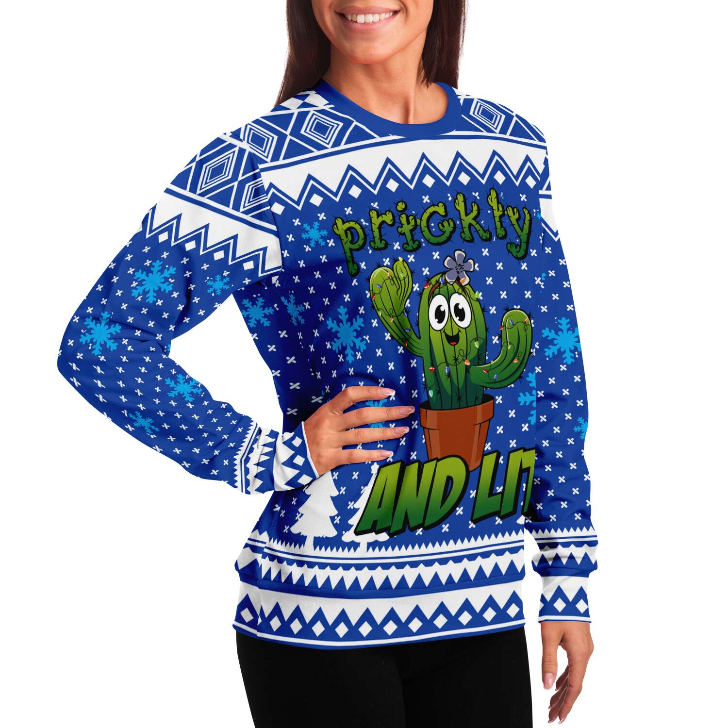 Prickly & Lit Sweatshirt | Unisex Ugly Christmas Sweater, Xmas Sweater, Holiday Sweater, Festive Sweater, Funny Sweater, Funny Party Shirt