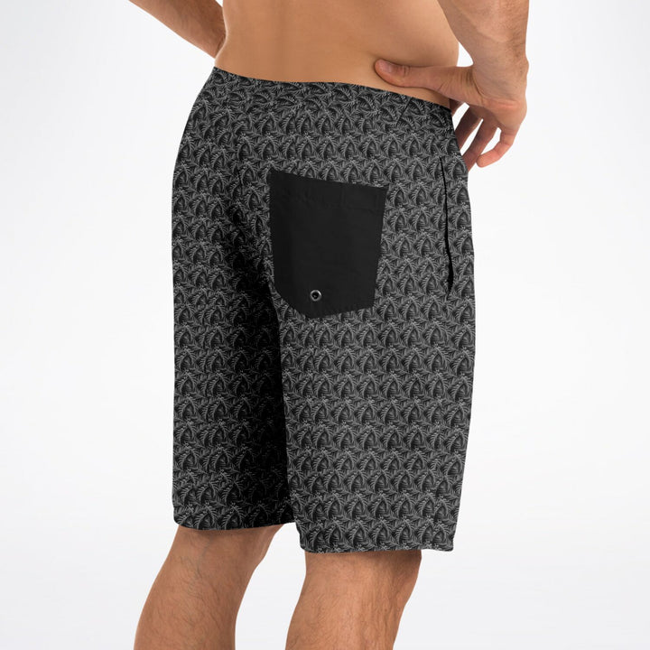 Black Tropical Leaves board shorts