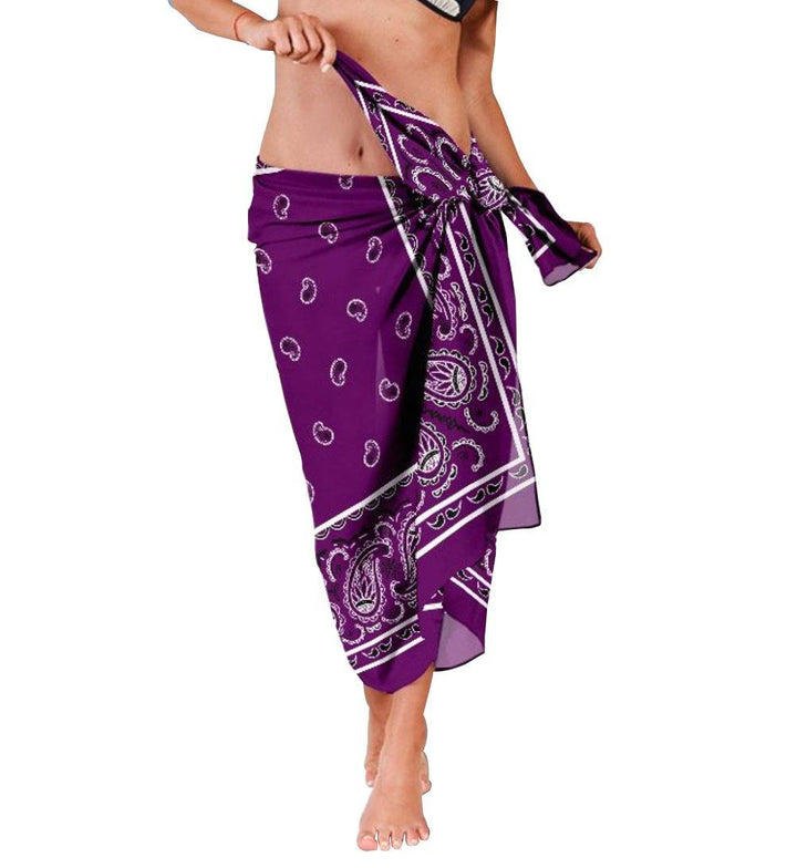 Plum Bandana Chiffon Beach Cover Up | Sarong | Pareo - Manifestie