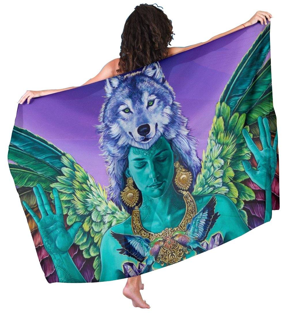 Wolf Goddess Chiffon Beach Cover Up | Sarong | Pareo - Manifestie