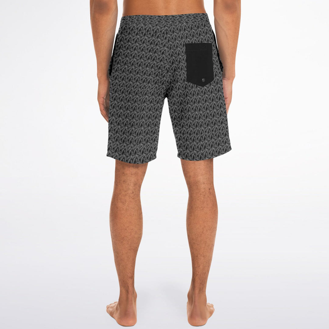 Black Tropical Leaves board shorts