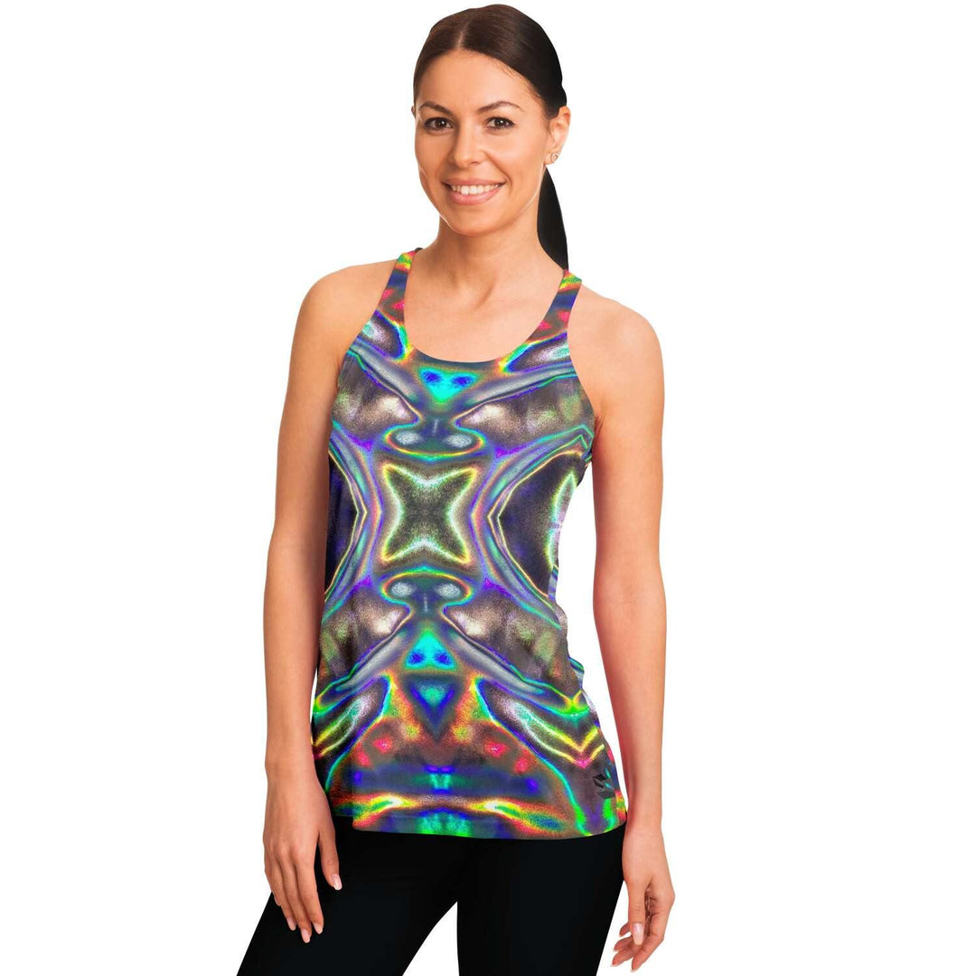 Womens Holographic Print Racerback Tank Top - Manifestie