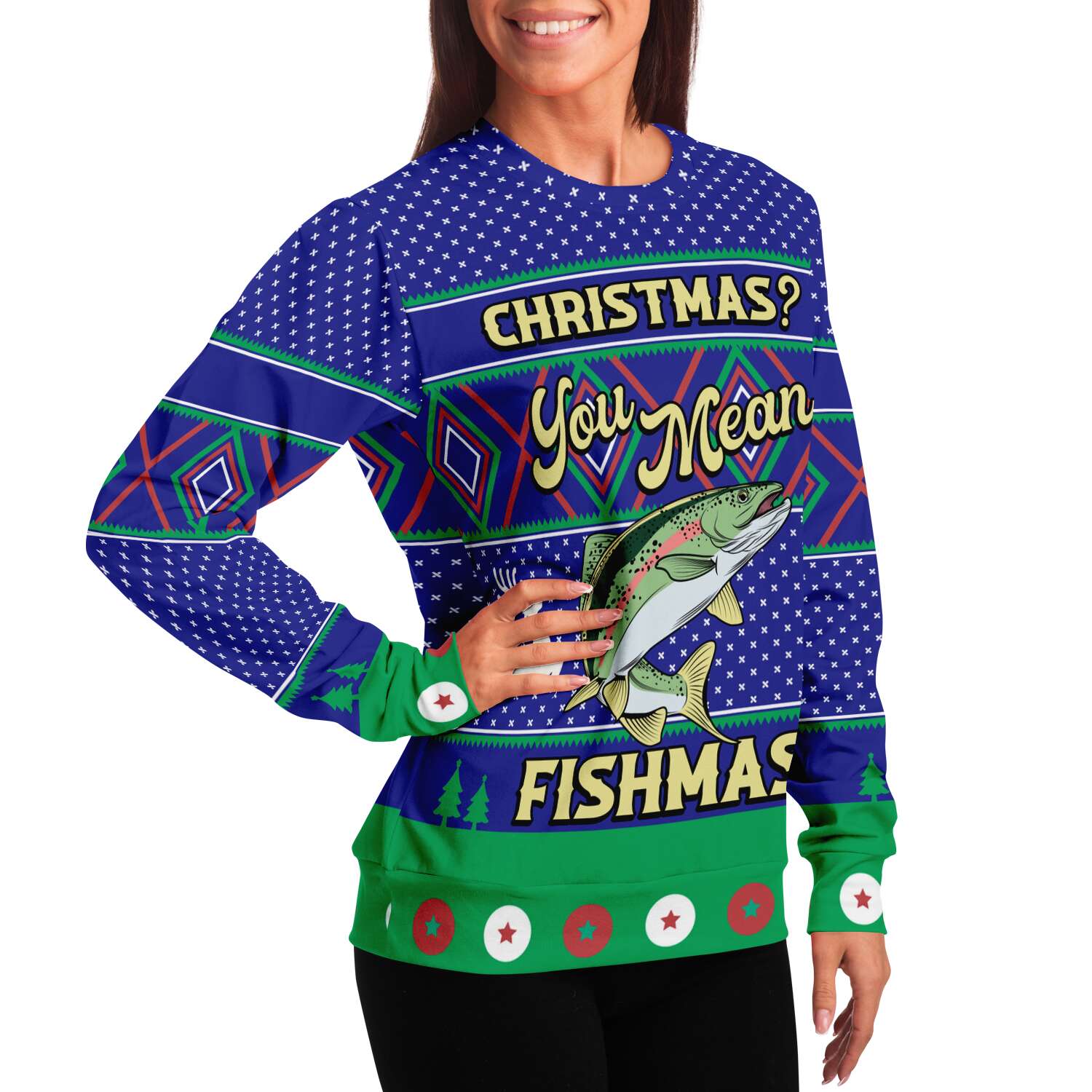 Merry Fishmas Sweatshirt | Unisex Ugly Christmas Sweater, Xmas Sweater, Holiday Sweater, Festive Sweater, Funny Sweater, Funny Party Shirt