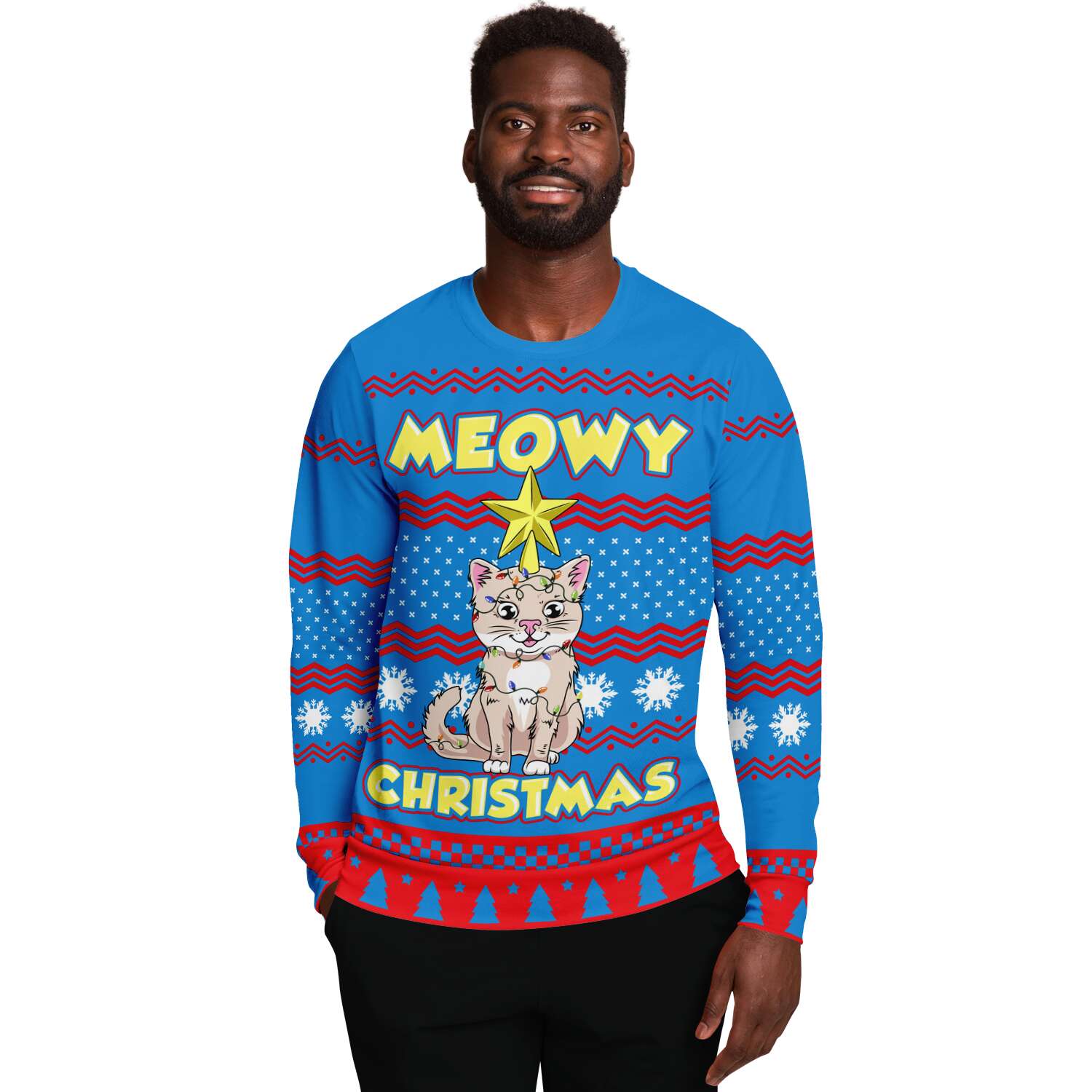 Meowy Christmas Sweatshirt | Unisex Ugly Christmas Sweater, Xmas Sweater, Holiday Sweater, Festive Sweater, Funny Sweater, Funny Party Shirt