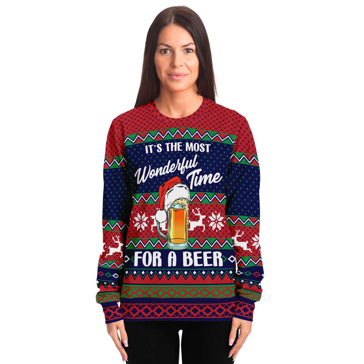 Its the Most Wonderful Time for a Beer Sweatshirt | Unisex Ugly Christmas Sweater, Xmas Sweater, Holiday Sweater, Festive Sweater, Funny Sweater, Funny Party Shirt