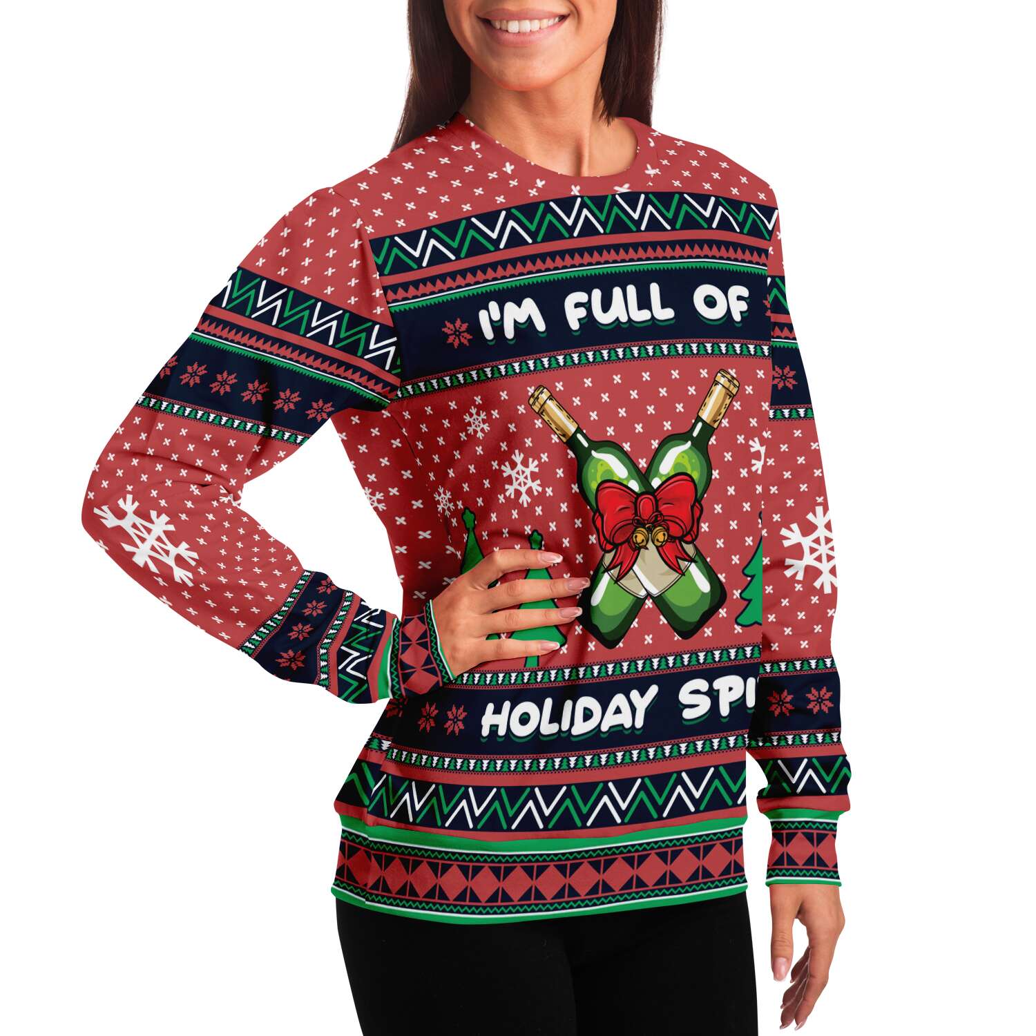 I'm Full Of Holiday Spirit Sweatshirt | Unisex Ugly Christmas Sweater, Xmas Sweater, Holiday Sweater, Festive Sweater, Funny Sweater, Funny Party Shirt