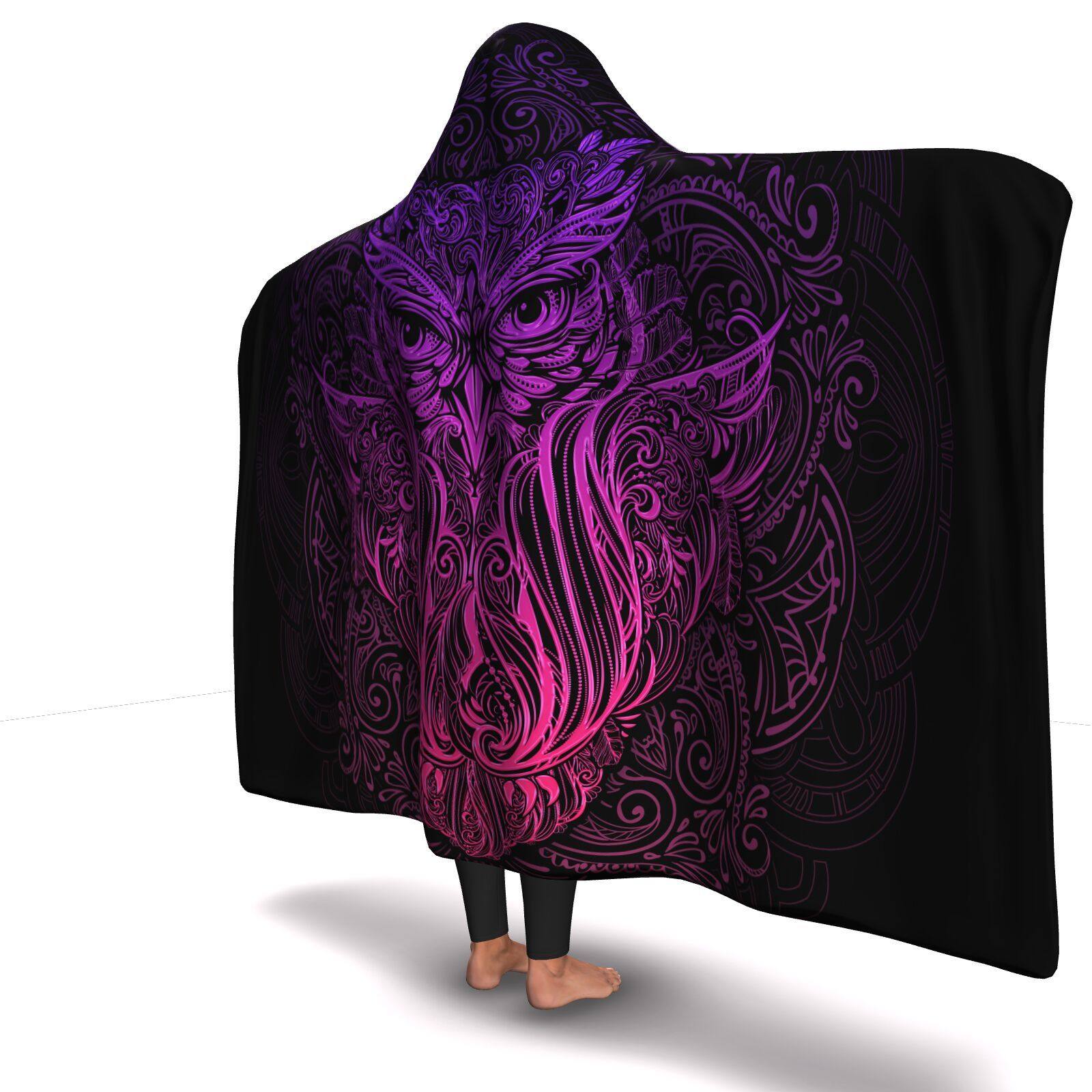 SACRED OWL PREMIUM HOODED BLANKET with WRIST STRAPS | Plush, Premium Sherpa | Kids, Adult - Manifestie