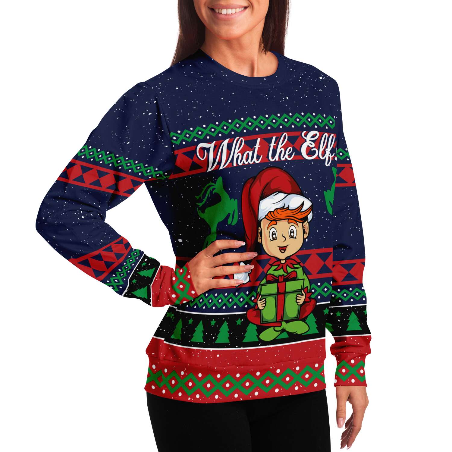What the Elf Sweatshirt | Unisex Ugly Christmas Sweater, Xmas Sweater, Holiday Sweater, Festive Sweater, Funny Sweater, Funny Party Shirt
