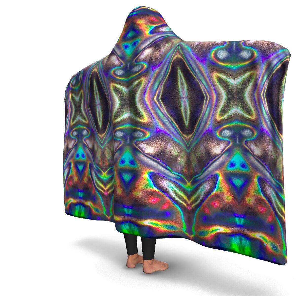 HOLOGRAPHIC PRINT PREMIUM HOODED BLANKET with WRIST STRAPS | Plush, Premium Sherpa | Kids, Adult - Manifestie