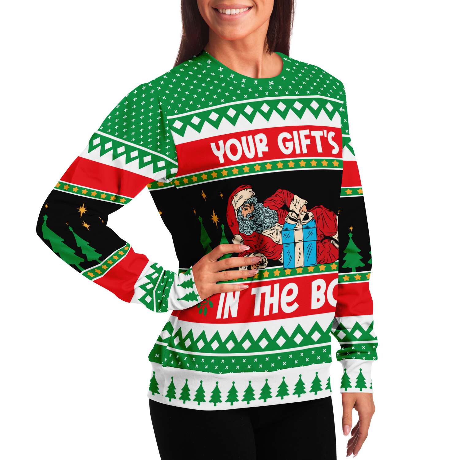 Gift In The Box Sweatshirt | Unisex Ugly Christmas Sweater, Xmas Sweater, Holiday Sweater, Festive Sweater, Funny Sweater, Funny Party Shirt