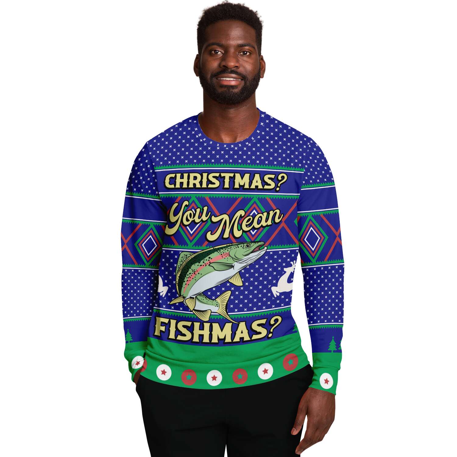 Merry Fishmas Sweatshirt | Unisex Ugly Christmas Sweater, Xmas Sweater, Holiday Sweater, Festive Sweater, Funny Sweater, Funny Party Shirt
