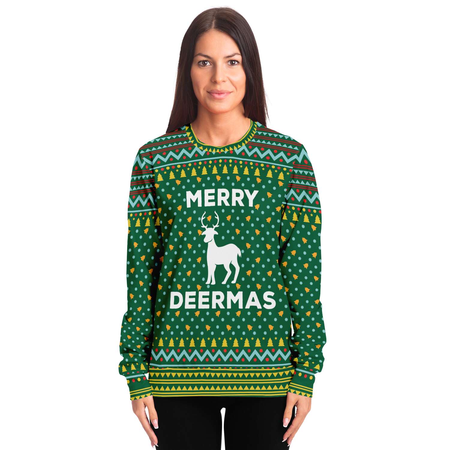 Merry Deermas Sweatshirt | Unisex Ugly Christmas Sweater, Xmas Sweater, Holiday Sweater, Festive Sweater, Funny Sweater, Funny Party Shirt
