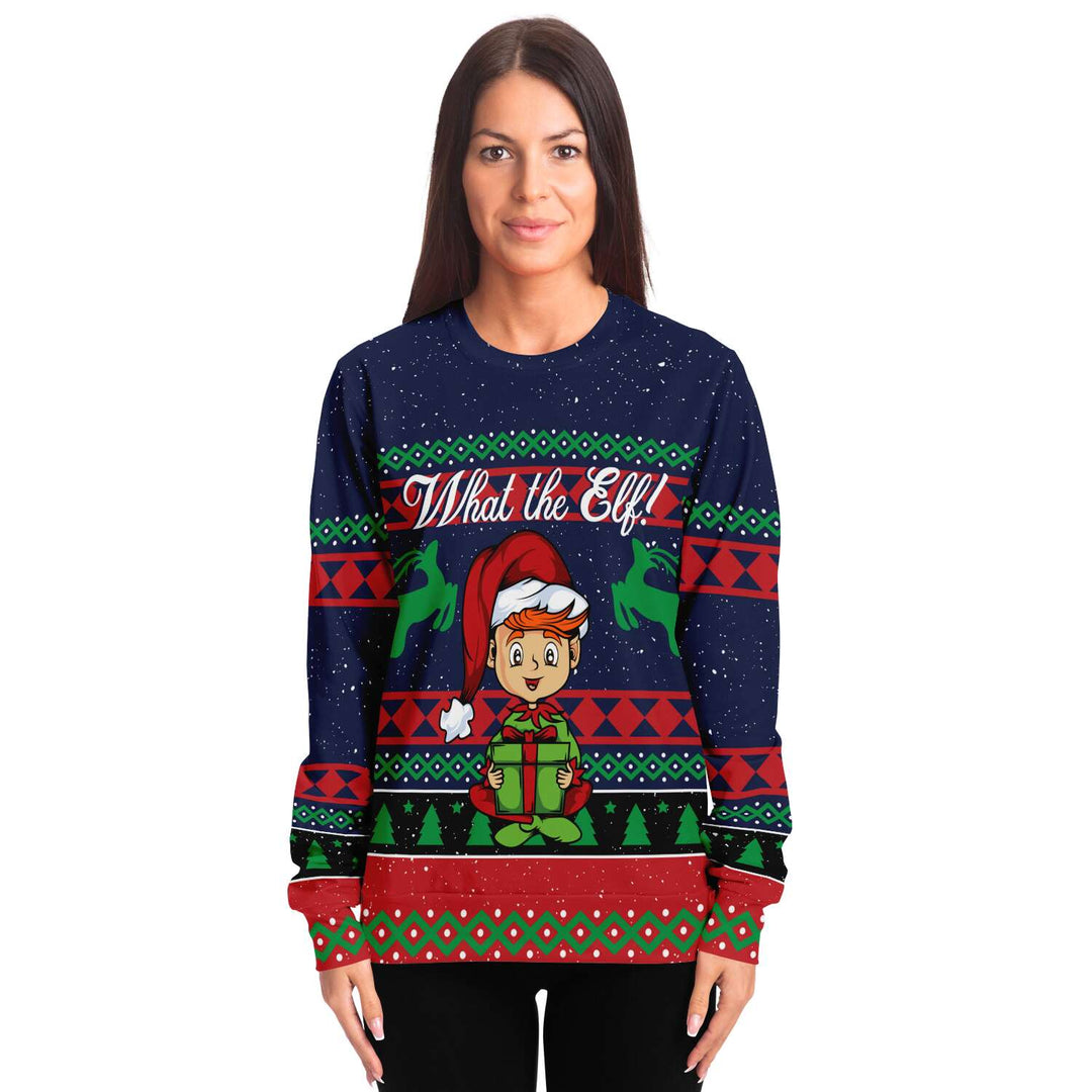What the Elf Sweatshirt | Unisex Ugly Christmas Sweater, Xmas Sweater, Holiday Sweater, Festive Sweater, Funny Sweater, Funny Party Shirt