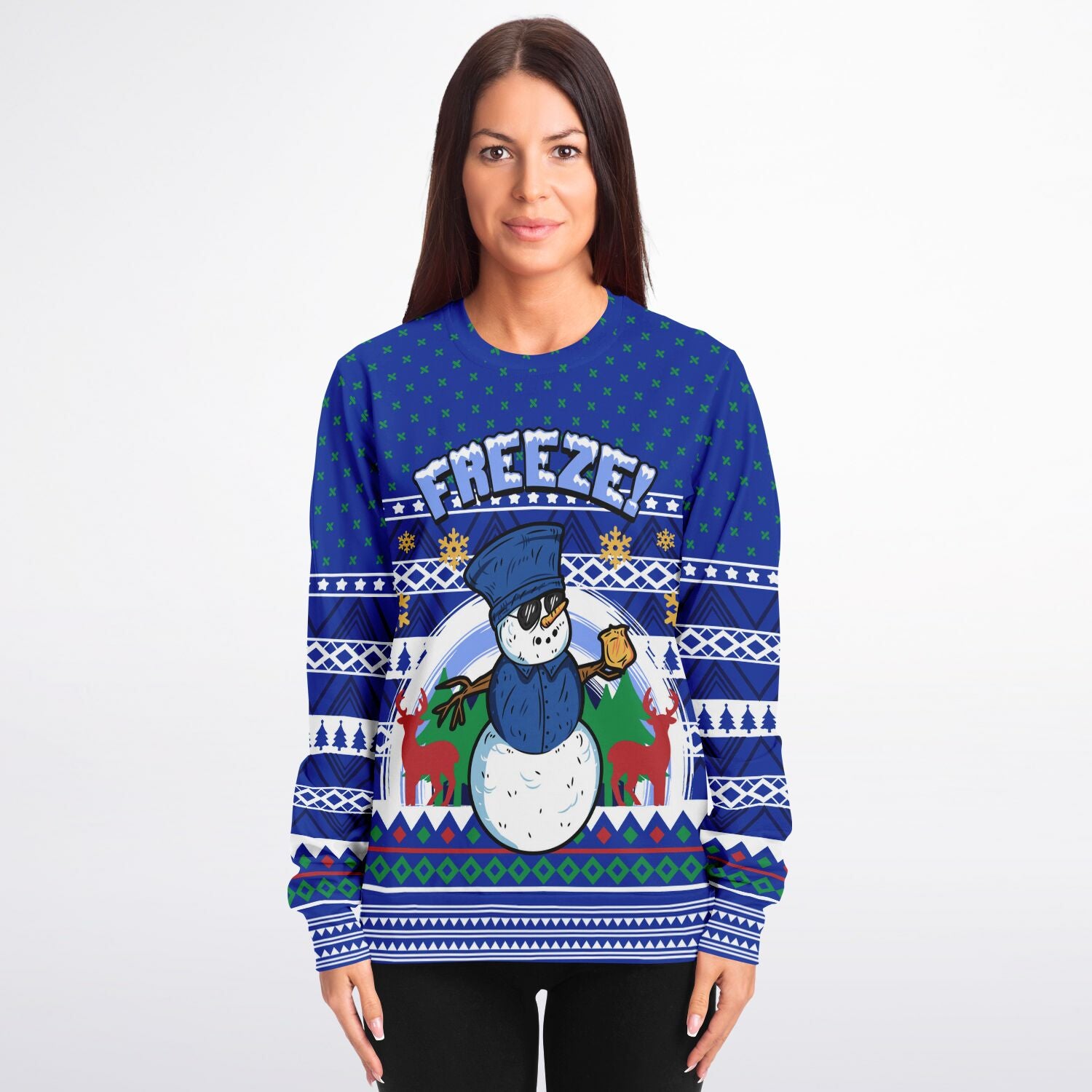 Snowman Freeze Police Officer | Unisex Ugly Christmas Sweater, Xmas Sweater, Holiday Sweater, Festive Sweater, Funny Sweater, Funny Party Shirt