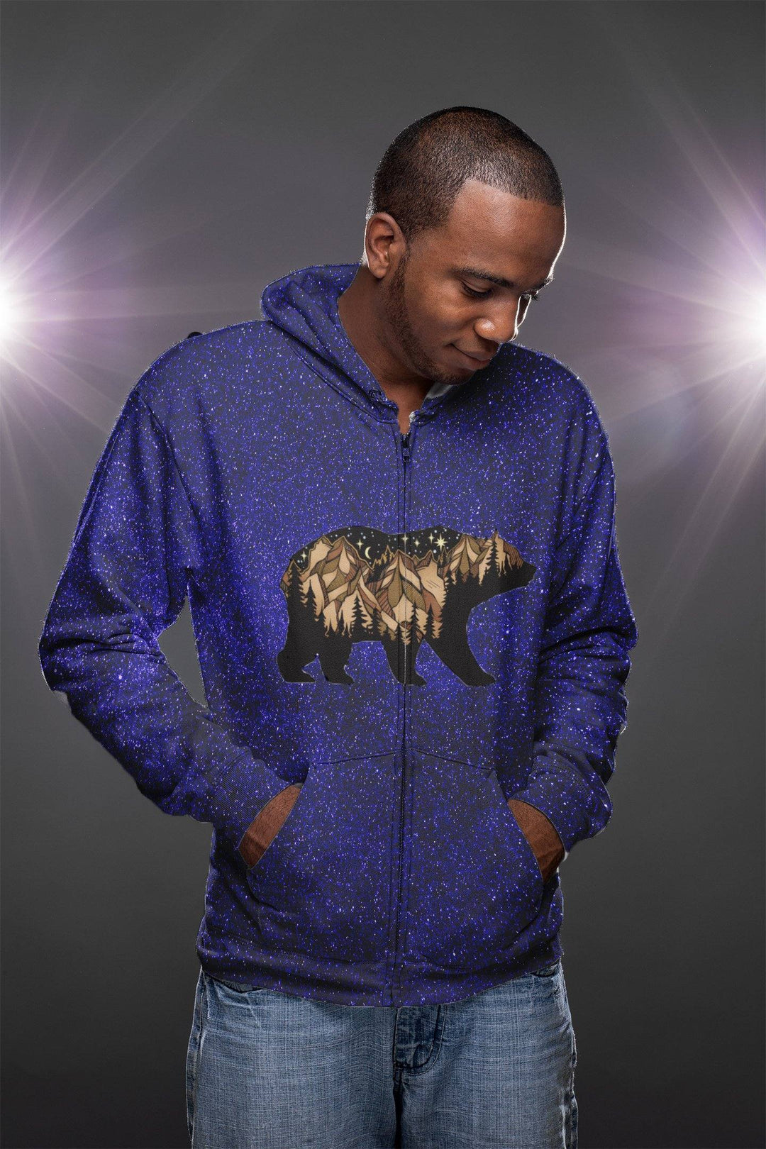 SIERRA BEAR GALAXY PREMIUM ZIP UP HOODIE - Manifestie