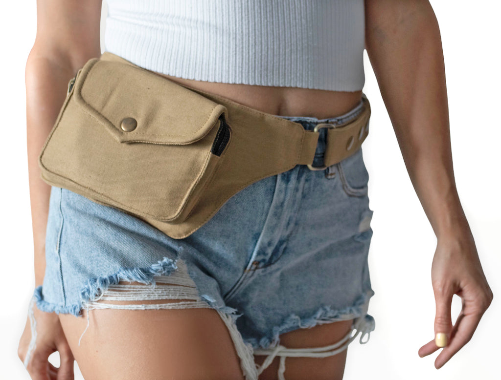 Unisex Cotton Pocket Belt | 2 Pocket Utility Belt | travel belt, vendor belt, fanny pack
