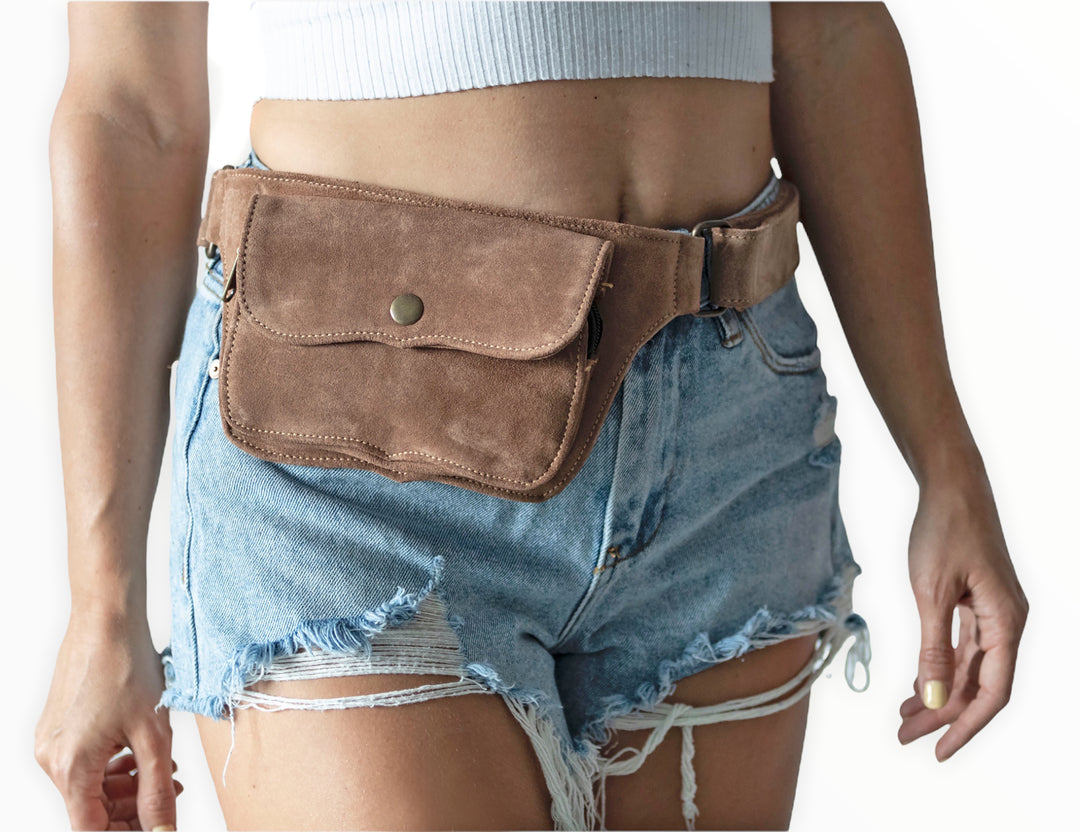 Unisex Leather Festival Belt | Suede, 2 pocket