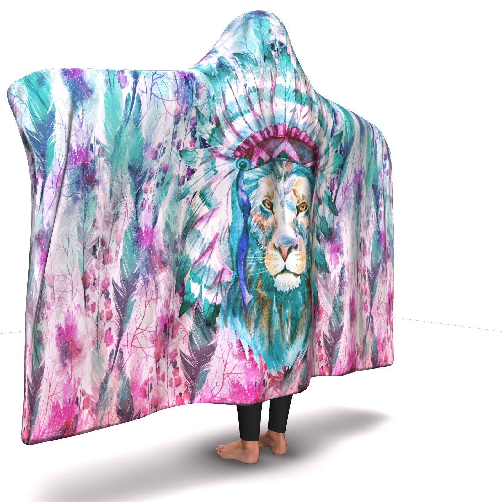 WARRIOR STARE PREMIUM HOODED BLANKET with WRIST STRAPS | Plush, Premium Sherpa | Kids, Adult - Manifestie