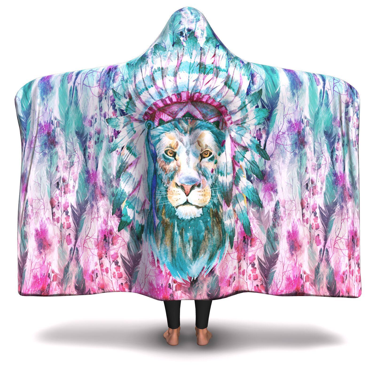WARRIOR STARE PREMIUM HOODED BLANKET with WRIST STRAPS | Plush, Premium Sherpa | Kids, Adult - Manifestie